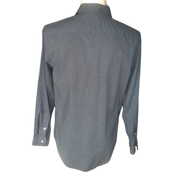 Old Navy SZ S Cotton Slim Fit Black with White Polka Dots Men's Button Up Shirt - Picture 3 of 12